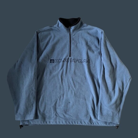 Old Navy Mens 1/4 Zip Pullover Fleece Jacket XXL Blue Warm Casual Outerwear - Picture 1 of 8
